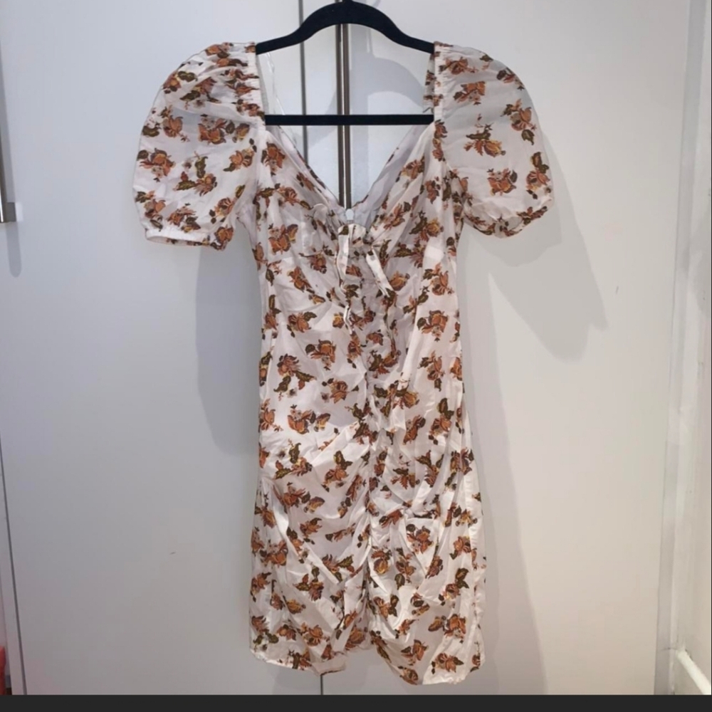 Pink Floral Print Ruched Mini Dress - Picture 3 of 3